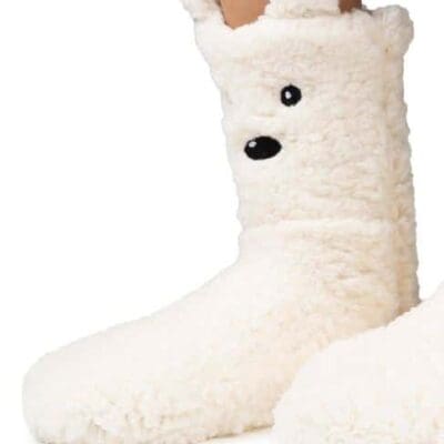COZY SOLE - White Animal Sock