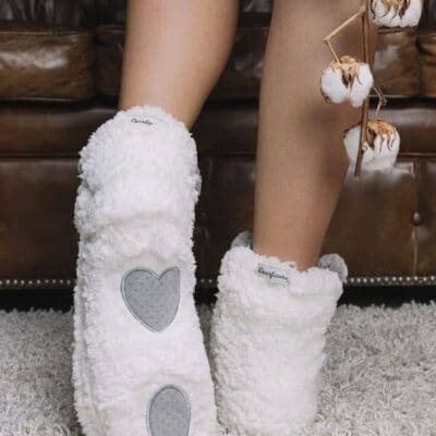 COZY SOLE - White Animal Sock