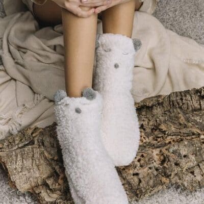 COZY SOLE - White Animal Sock