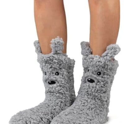 COZY SOLE - Gray Blue Animal Sock